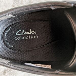 Men's Clarks Black Oxford Leather Dress Shoe Slip Resistant New Size 11.5